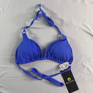 Body Glove Dita Ribbed Triangle Bikini Top D Cup Clearwater Blue NWT